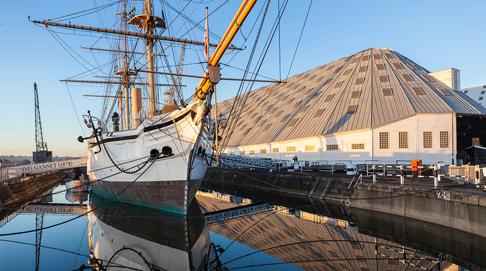 The HMS Gannet, a Victorian war ship, is now on display at The Historic Dockyard Chatham.